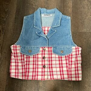 Vintage Bonjour plaid Vest